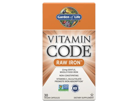 Garden of Life Vitamin Code Raw Iron and Vitamin C 30 Capsules bottle front label packaging