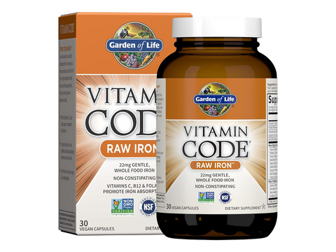 Garden of Life Vitamin Code Raw Iron and Vitamin C 30 Capsules bottle front label packaging