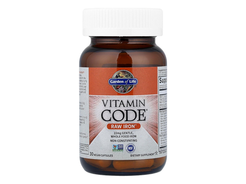 Garden of Life Vitamin Code Raw Iron and Vitamin C 30 Capsules bottle front label packaging