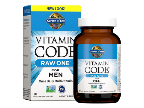 Garden of Life Vitamin Code Raw One for Men Multivitamin Veg Caps bottle front label packaging- 30 capsules