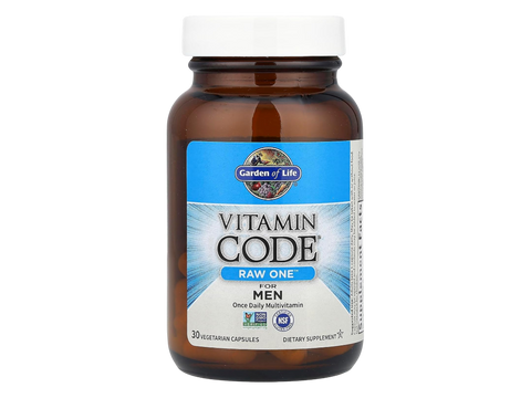 Garden of Life Vitamin Code Raw One for Men Multivitamin Veg Caps bottle front label packaging- 30 capsules