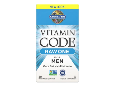 Garden of Life Vitamin Code Raw One for Men Multivitamin Veg Caps bottle front label packaging- 30 capsules