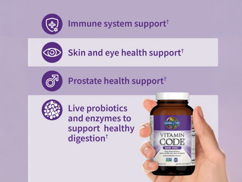 Garden of Life Vitamin Code Raw Zinc 30 mg Supplement 60 Capsules side bottle packaging with key benefits detail