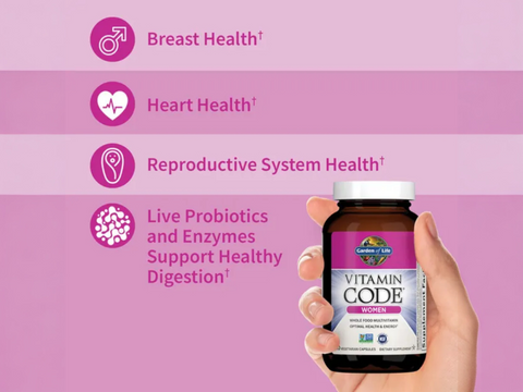 Garden of Life Vitamin Code Women's Multivitamin 120 Vegetarian Capsules ingredients information label