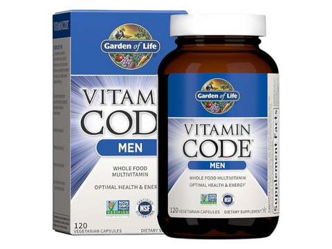 Garden of Life Vitamin Code for Men Whole Food Multivitamin Vegan Caps bottle front label packaging- 120 capsules