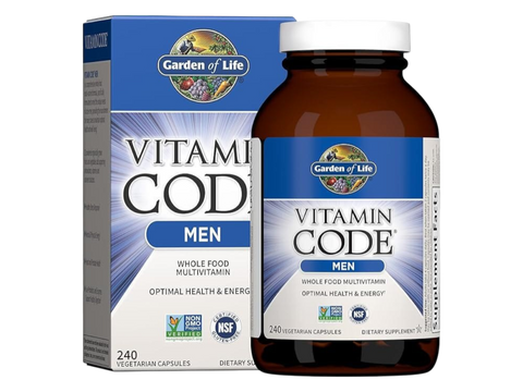 Garden of Life Vitamin Code for Men Whole Food Multivitamin Vegan Caps bottle front label packaging- 240 capsules