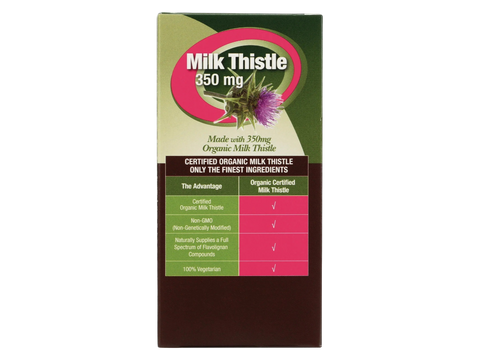 Genceutic Naturals Organic Milk Thistle 350mg capsules box back label 60 capsules