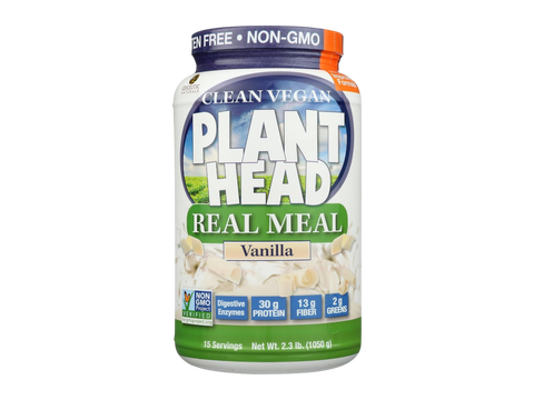 Genceutic Naturals Plant Head Real Meal vegan protein powder vanilla tub 1050g
