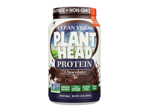 Genceutic Naturals Plant Head vegan protein powder chocolate tub 810g