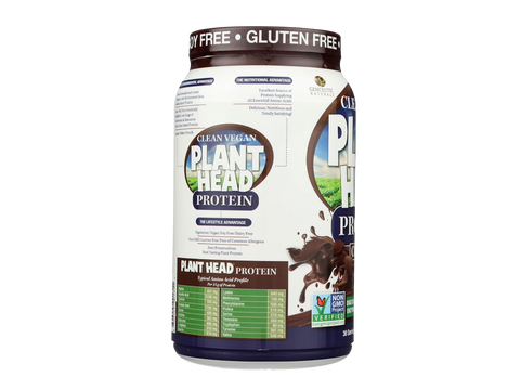 Genceutic Naturals Plant Head protein powder supplement facts label tub 810g