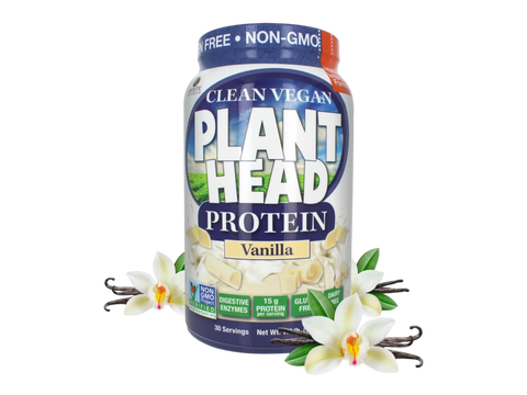Genceutic Naturals Plant Head vegan protein powder vanilla tub 780g