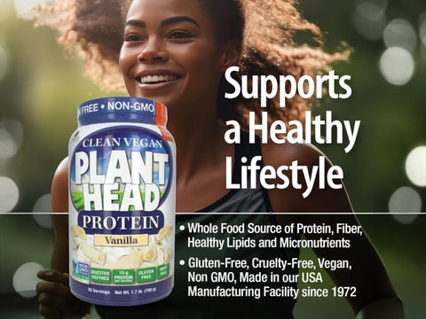 Genceutic Naturals Plant Head Vegan Protein Powder Vanilla – 780g