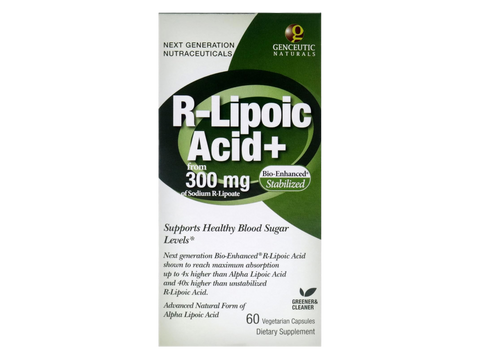Genceutic Naturals R-Lipoic Acid 300mg capsules box front label 60 capsules
