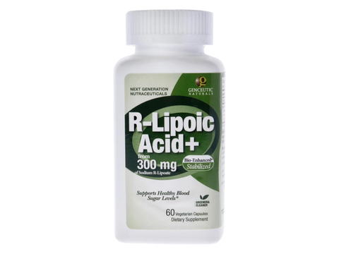 Genceutic Naturals R-Lipoic Acid 300mg capsules bottle front label 60 capsules