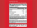 Supplement facts label on a red background