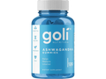 Blue bottle of goli Nutrition Ashwagandha Gummies on a white background