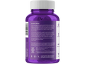 Purple supplement bottle with white label on a white background