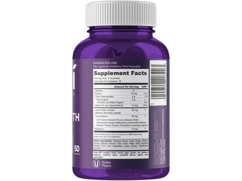 Purple supplement bottle with label on a white background