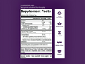 Supplement facts label on a purple background