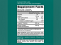 Supplement label with detailed nutritional information on a green background