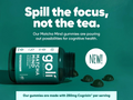 Goli Matcha Mind gummies bottle with text on a green background