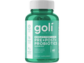 Green bottle of goli pre+post+probiotics gummies on a white background