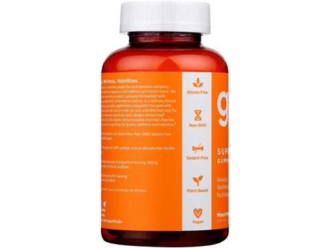 Supplement bottle with orange label on a white background