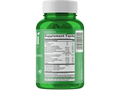 Green supplement bottle with label on a white background