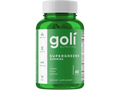 Green bottle of goli Nutrition Supergreens Gummies on a white background