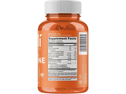 Orange supplement bottle with label on a white background