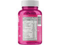 Pink supplement bottle with white cap on a white background