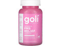 Pink bottle of goli Women's PMS Relief Gummies on a white background
