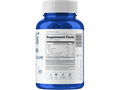 Blue supplement bottle with white label on a white background