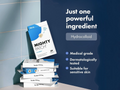 Stack of Mighty Patch hydrocolloid packages with promotional text on a blue background