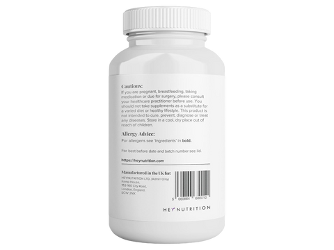 Supplement facts & barcode panel for collagen, HA, and vitamin complex.