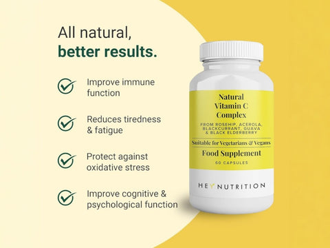 Hey Nutrition Natural Vitamin C 250mg Complex - 60 Capsules