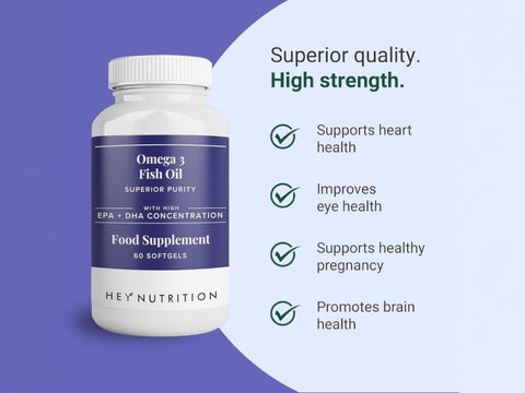 Hey Nutrition Omega-3 Fish Oil 2000mg - High EPA & DHA - 60 Softgels