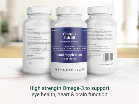 Hey Nutrition Omega-3 Fish Oil 2000mg - High EPA & DHA - 60 Softgels
