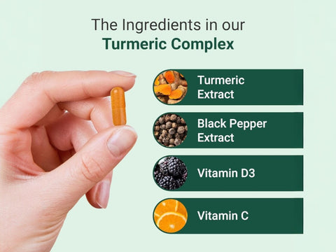 Hey Nutrition Turmeric Extract Complex with Vitamin C - 60 Capsules