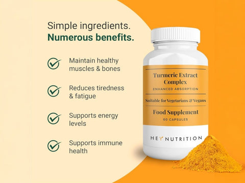 Hey Nutrition Turmeric Extract Complex with Vitamin C - 60 Capsules