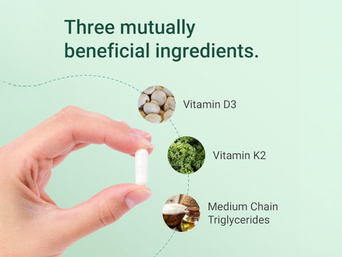 Hey Nutrition Vitamin D3 & K2 MK-7 with MCT Oil - 60 Capsules