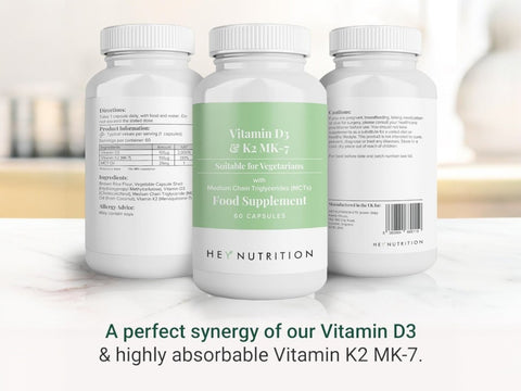 Hey Nutrition Vitamin D3 & K2 MK-7 with MCT Oil - 60 Capsules