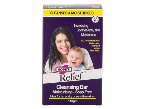 Box of Hope's Relief Cleansing Bar with a woman and child on the packaging.