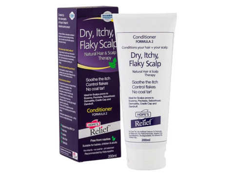 Box of Hope's Relief conditioner for dry, itchy tube & box flaky scalp on a white background