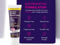 Tube of Intensive Dry Skin Rescue Cream with Naturopathic Formulation details on a purple background