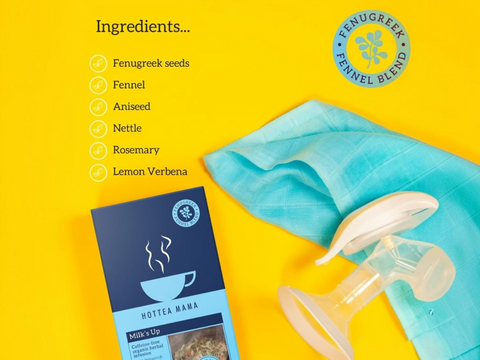 Product packaging with ingredients list and branding on a yellow background