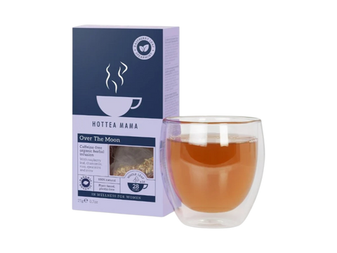HOTTEA MAMA tea packaging with a glass of tea on a white background