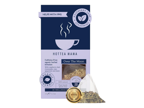 Tea package for 'HOTTEA MAMA' with a tea bag and packaging on a white background