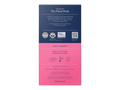Pink and blue packaging with text and logos on a white background