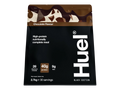 Huel protein powder package with chocolate flavor on a white background